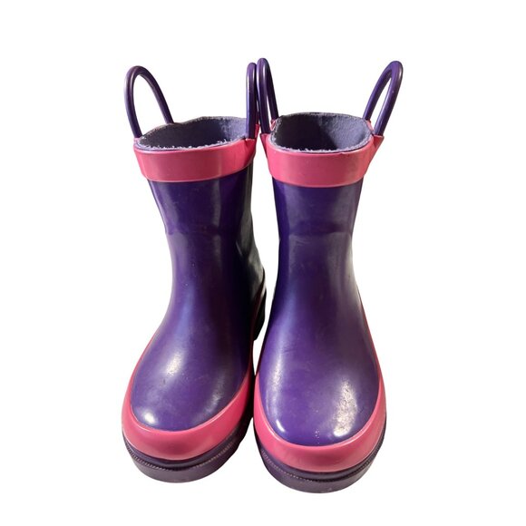 Kids Purple & Pink Rubber Rain Boots‎ Size 5/6 Handles Blue Mountain - Picture 2 of 7